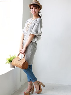 「REAL CUBE（リアルキューブ）のアイテム」を使った、REALCUBEさん（レディース・167cm）の夏コーディネート