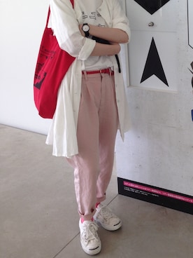 「POU DOU DOU（プードゥドゥ）のアイテム（シャツワンピース）」を使った、JACQUEMUS   GIRLさん（レディース・153cm）の秋コーディネート