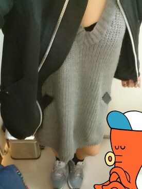 「GU（ジーユー）のアイテム（ワンピース、グレー系）」を使った、  ｲ ｹ ﾀ **さん（レディース・162cm）の秋コーディネート
