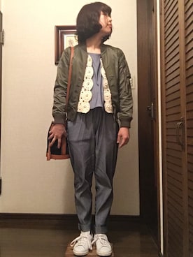 「MERCI（メルシー）のアイテム（つなぎ/オールインワン）」を使った、mochiiiikoさん（レディース・158cm）の春コーディネート