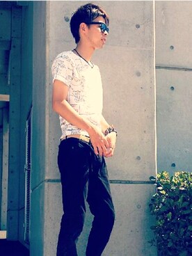 「チャイハネ（チャイハネ）のアイテム（ブレスレット、ブラック系）」を使った、monさん（メンズ・171cm）の秋コーディネート