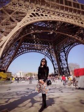 「TOPSHOP（トップショップ）のアイテム（ニット/セーター、ブラック系）」を使った、么青erさん（レディース・173cm）の春コーディネート