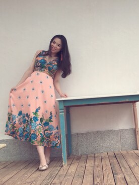 「beijing stortyのアイテム（ワンピース、オレンジ系）」を使った、么青erさん（レディース・173cm）の夏コーディネート