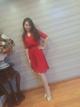 「VINTAGE（ヴィンテージ）のアイテム（ワンピース、レッド系）」を使った、么青erさん（レディース・173cm）の夏コーディネート