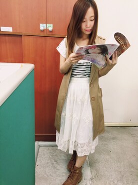 「アイテム（その他トップス、ブラウン系）」を使った、AKiさん（レディース・150cm）の秋コーディネート