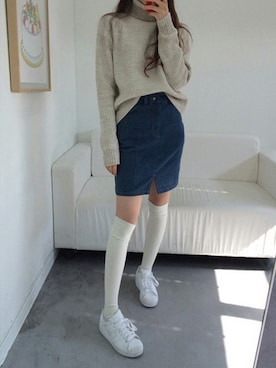 「アイテム（レッグウェア）」を使った、mixxmixさん（レディース・159cm・10代）の冬コーディネート