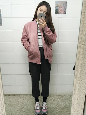 「PUMA」｜「アイテム（スタジャン）」を使った、mixxmixさん（レディース・159cm）の冬コーディネート