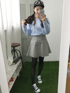 「アイテム（ニット/セーター）」を使った、mixxmixさん（レディース・159cm）の春コーディネート