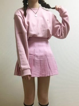 「アイテム（スウェット、ピンク系）」を使った、mixxmixさん（レディース・159cm）の冬コーディネート
