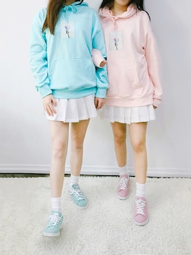 「アイテム（スウェット、ピンク系）」を使った、mixxmixさん（レディース・159cm）の冬コーディネート