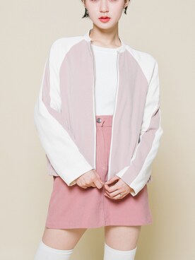 「アイテム（ノーカラージャケット、グレー系）」を使った、mixxmixさん（レディース・159cm）の秋コーディネート