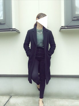 「OZOC（オゾック）のアイテム（チェスターコート）」を使った、saki.さん（レディース・161cm）の春コーディネート