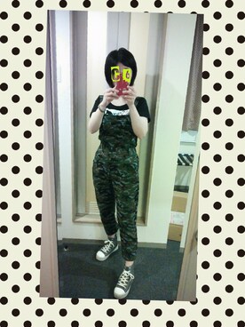 「アイテム（つなぎ/オールインワン、グリーン系）」を使った、みやちさん（レディース・160cm）の夏コーディネート