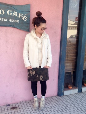 「JOURNAL STANDARD LUXE（ジャーナルスタンダード　ラックス）のアイテム（デニムジャケット）」を使った、くにやんさん（レディース・162cm）の春コーディネート