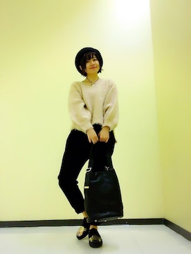「Paradise Picnic（パラダイスピクニック）のアイテム（ニット/セーター、ピンク系）」を使った、Risanyun:さん（レディース・152cm）の秋コーディネート