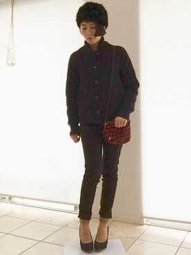 「黒髪」｜「アイテム（ブルゾン）」を使った、みつゆりさん（レディース・160cm）の冬コーディネート
