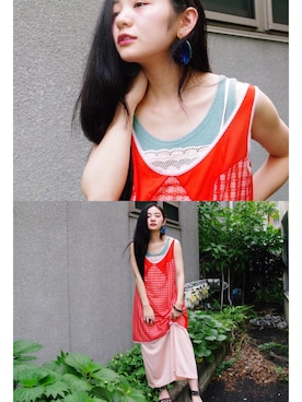 「アイテム（アクセサリー、パープル系）」を使った、DEPT／mother／VTOPIAさん（レディース・150cm）の夏コーディネート