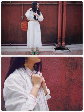 「アイテム（シャツワンピース）」を使った、DEPT／mother／VTOPIAさん（レディース・150cm）の夏コーディネート