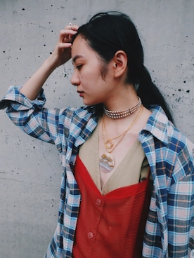 「アイテム（アクセサリー、パープル系）」を使った、DEPT／mother／VTOPIAさん（レディース・150cm）の秋コーディネート