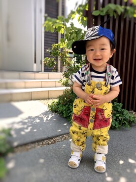 「動物モチーフ」｜「アイテム（オールインワン・サロペット）」を使った、七福さん（キッズ・70cm）の夏コーディネート