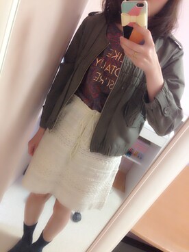 「CIAOPANIC（チャオパニック）のアイテム（Tシャツ/カットソー、パープル系）」を使った、ゆかさん（レディース・153cm）の春コーディネート