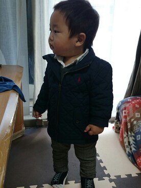「西松屋」｜「アイテム（ダウンジャケット/コート）」を使った、kotaro.さん（キッズ・80cm）の秋コーディネート