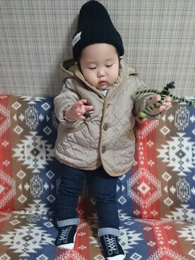 「quoti use fith（クゥオティ　ユース　フィス）のアイテム（ブルゾン）」を使った、kotaro.さん（キッズ・80cm）の冬コーディネート