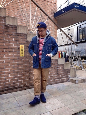 「シュプリーム」｜「アイテム（その他シューズ）」を使った、Yutoさん（メンズ・168cm）の冬コーディネート