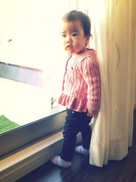 「ピンクニット」｜nene＊さん（キッズ・80cm）の冬コーディネート