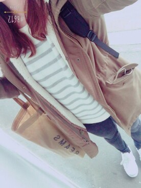 「NATURAL BEAUTY BASIC（ナチュラルビューティーベーシック）のアイテム（モッズコート）」を使った、r.さん（レディース・163cm）の冬コーディネート