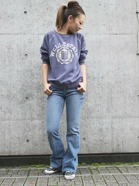 「FRAME DENIM（フレームデニム）のアイテム」を使った、MIYOさん（レディース・158cm）の秋コーディネート