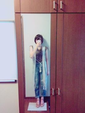「NICE CLAUP（ナイスクラップ）のアイテム（その他アウター）」を使った、あいりさん（レディース・156cm）の夏コーディネート
