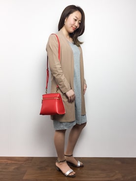 「CHARLES & KEITH（チャールズ & キース）のジップフロントクロスボディーバッグ / ZIP-FRONT CROSSBODY BAG（ショルダーバッグ）」を使った、あんりさん（レディース・156cm）の春コーディネート