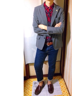 「バレンタインデートスタイル」｜「アイテム（その他シューズ）」を使った、ろっくんさん（メンズ・174cm）の冬コーディネート