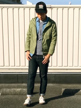 「メッシュキャップ」｜「アイテム（その他アウター）」を使った、ろっくんさん（メンズ・174cm）の秋コーディネート