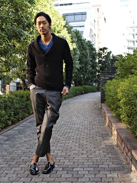 江崎龍哉さん(メンズ・184cm)の秋コーディネート