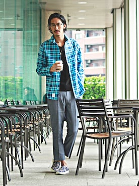 江崎龍哉さん（メンズ・184cm）の春コーディネート