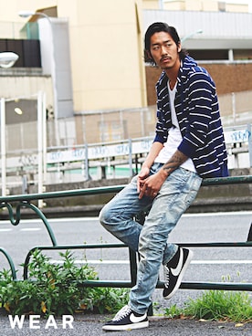 江崎龍哉さん（メンズ・184cm）の夏コーディネート