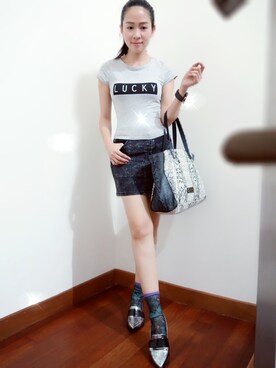 「wearsg」｜「アイテム（レッグウェア）」を使った、MayJune陈美君さん（レディース・155cm）の春コーディネート