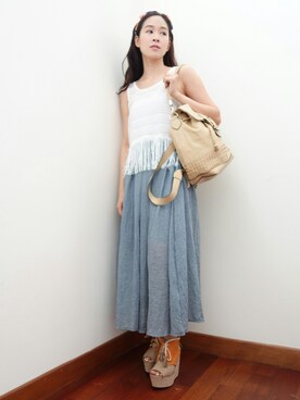 「wearsg」｜「アイテム（タンクトップ）」を使った、MayJune陈美君さん（レディース・155cm）の春コーディネート