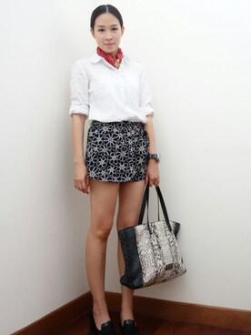「wearsg」｜「アイテム（トートバッグ）」を使った、MayJune陈美君さん（レディース・155cm）の春コーディネート
