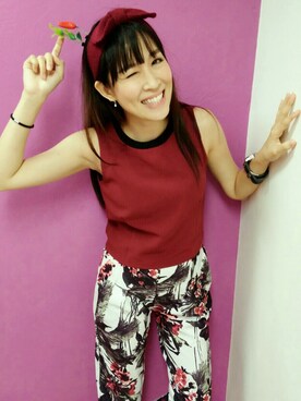 「wearsg」｜「アイテム（ヘアアクセサリー）」を使った、MayJune陈美君さん（レディース・155cm）の秋コーディネート