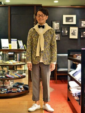 「TAKEO KIKUCHI（タケオキクチ）のアイテム（その他アウター）」を使った、大場　貴友さん（メンズ・162cm）の春コーディネート