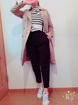 「NOLLEY’S（ノーリーズ）のアイテム（トレンチコート）」を使った、ゆっこさん（レディース・158cm）の春コーディネート
