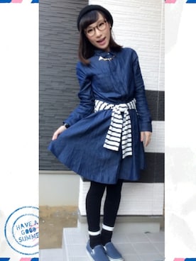 「春物」｜「アイテム（シャツワンピース）」を使った、yuiさん（レディース・147cm）の冬コーディネート