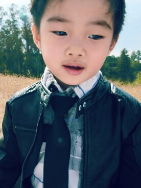 「アイテム（モッズコート）」を使った、Kana くんさん（キッズ・80cm）の秋コーディネート