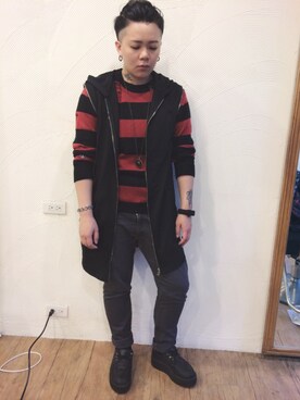 「OVERKILL inc.（オーバーキル）のアイテム（トップス）」を使った、Zafir Caoさん（メンズ・170cm）の冬コーディネート