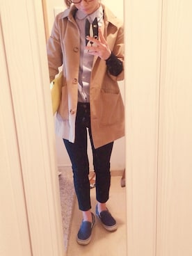 「A.P.C.（アーペーセー）のアイテム（トレンチコート）」を使った、ree_mさん（レディース・153cm）の春コーディネート