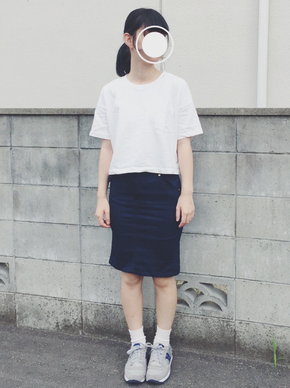 「シンプル、プチプラ、ラフ、GU、白Tシャツ」｜「GUのアイテム（Tシャツ/カットソー、ホワイト系）」を使った、kaori.*さん（レディース・158cm）の夏コーディネートの1枚目の写真