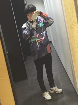 「GU（ジーユー）の（GU）スキニーフィットジーンズ（MEN ⁄ ジーンズ）」を使った、リトさん（メンズ・163cm）の冬コーディネート